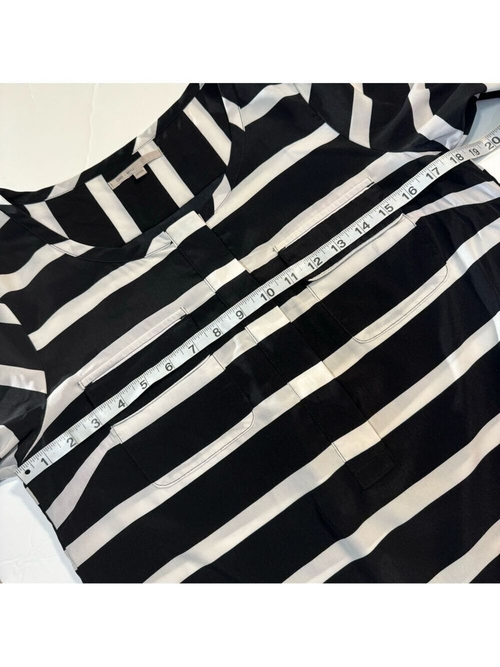Gap Black and White Striped Top with Chest Pockets Small - Picture 9 of 10